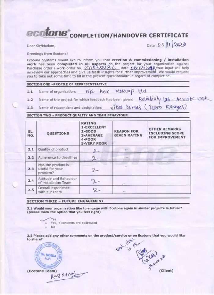 Client Feedback Ecotone