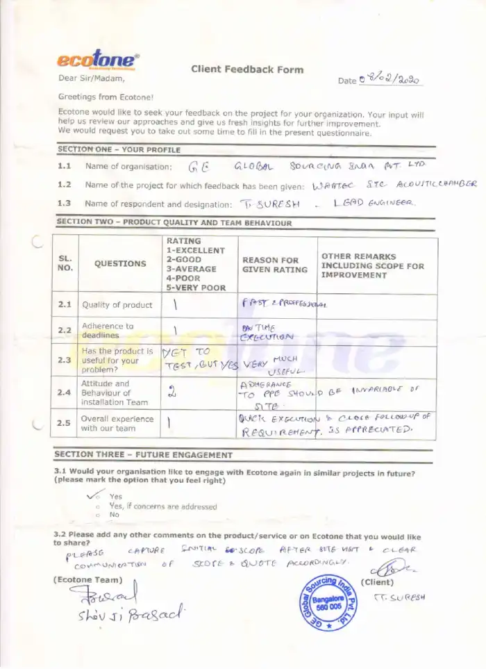 Client Feedback Ecotone