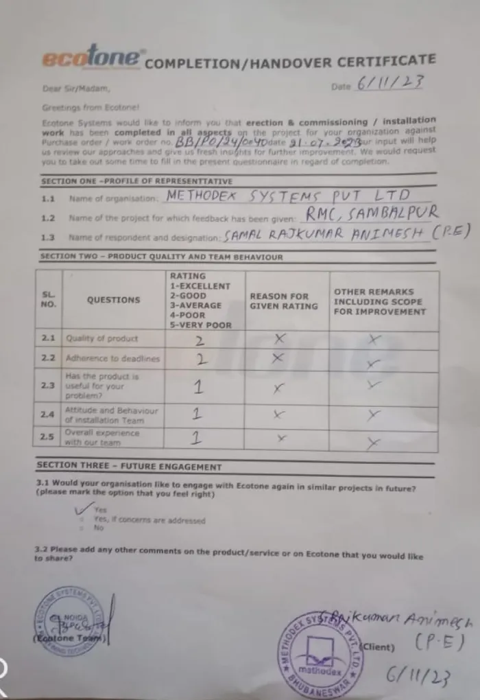 Client Feedback Ecotone