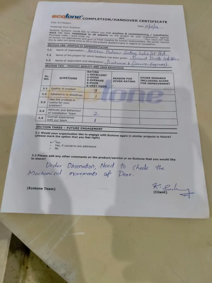 Client Feedback Ecotone