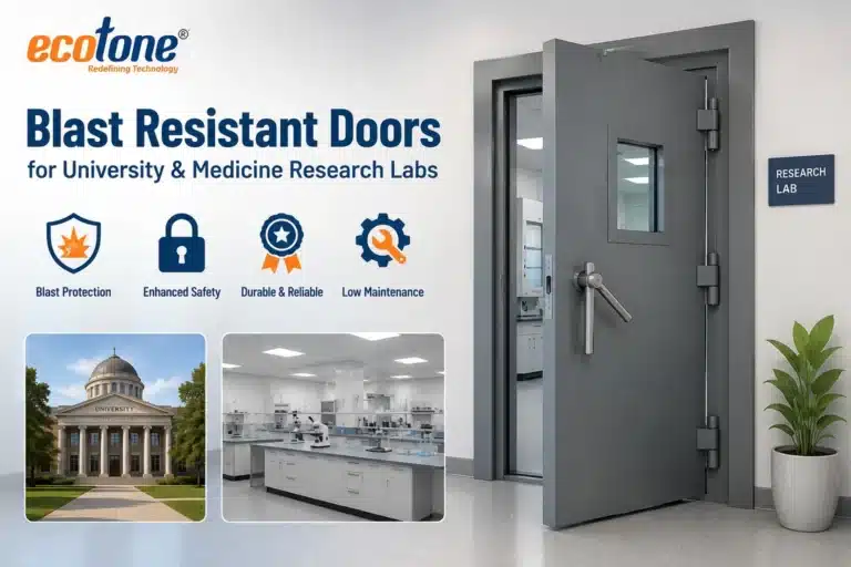 blast resistant doors university lab, blast door medicine research facility, laboratory blast door safety